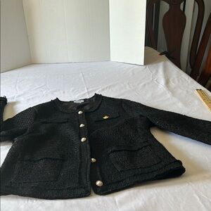 Chic Black Jacket with Pearl Accents